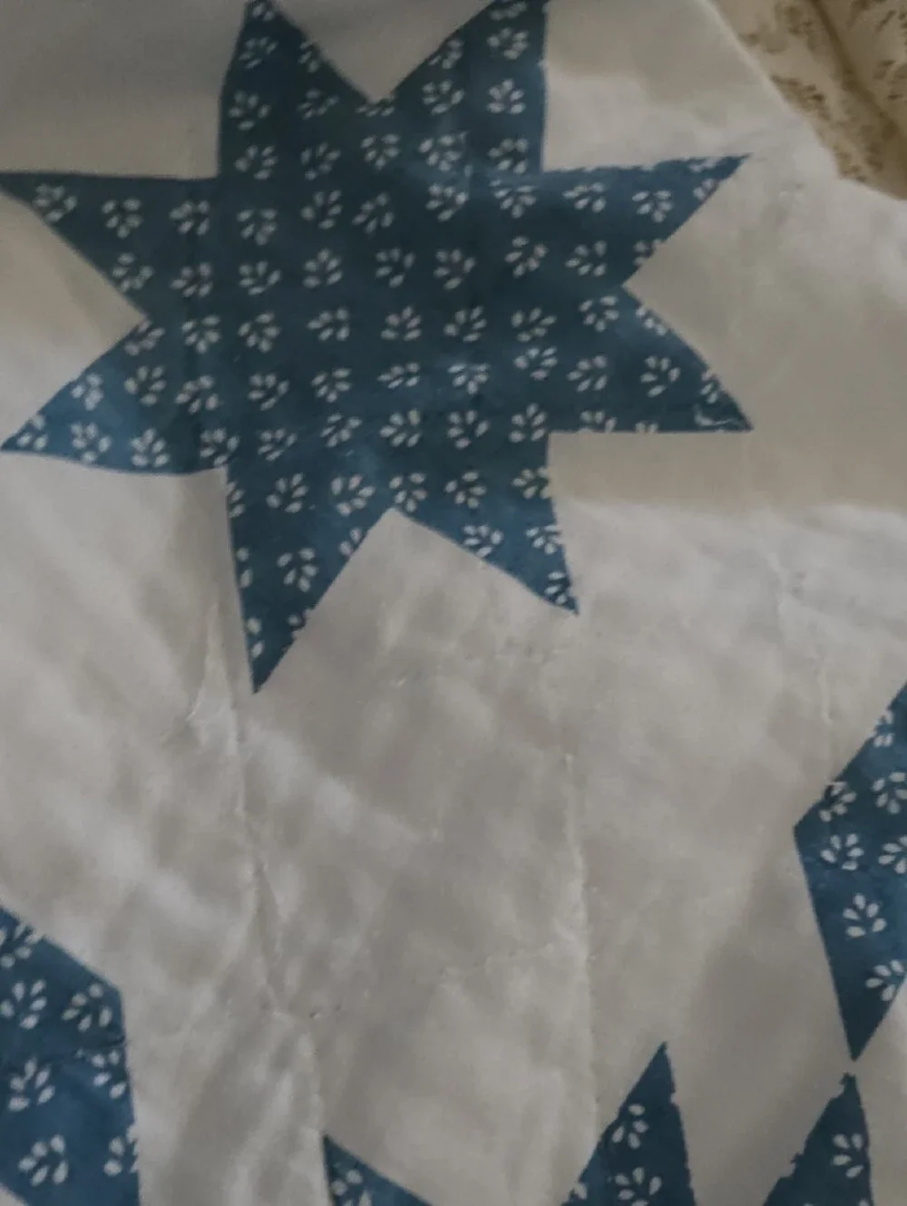 Classic Blue and White Quilted Bedspread